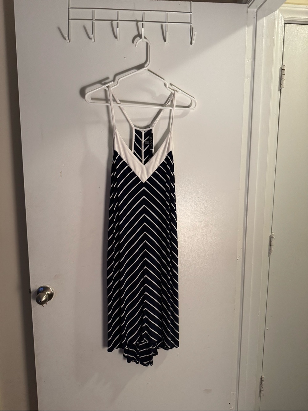 Laila Jayde Navy & White Chevron Stripe Sleeveless Dress XL